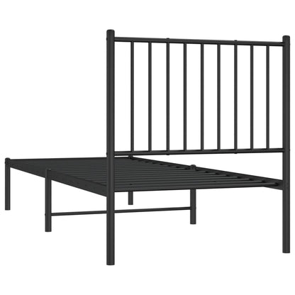 Bedframe met hoofdbord metaal zwart 80x200 cm 80 x 200 cm met hoofdbord