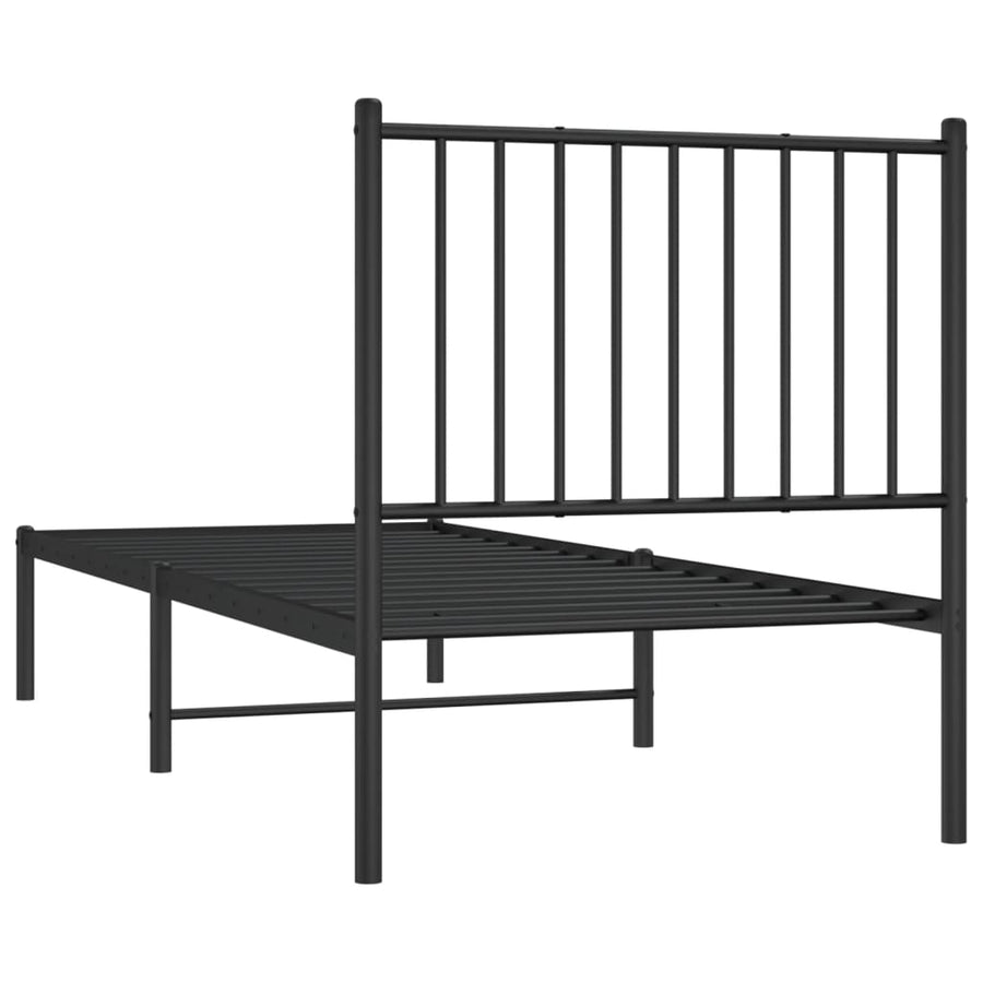 Bedframe met hoofdbord metaal zwart 80x200 cm 80 x 200 cm met hoofdbord