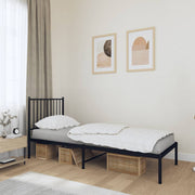 Bedframe metaal zwart 80x200 cm met hoofdbord
