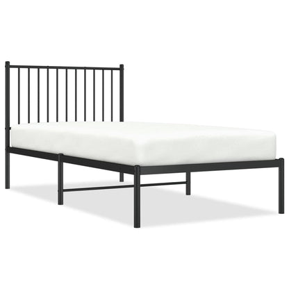 Bedframe met hoofdbord metaal zwart 90x190 cm 90 x 190 cm met hoofdbord