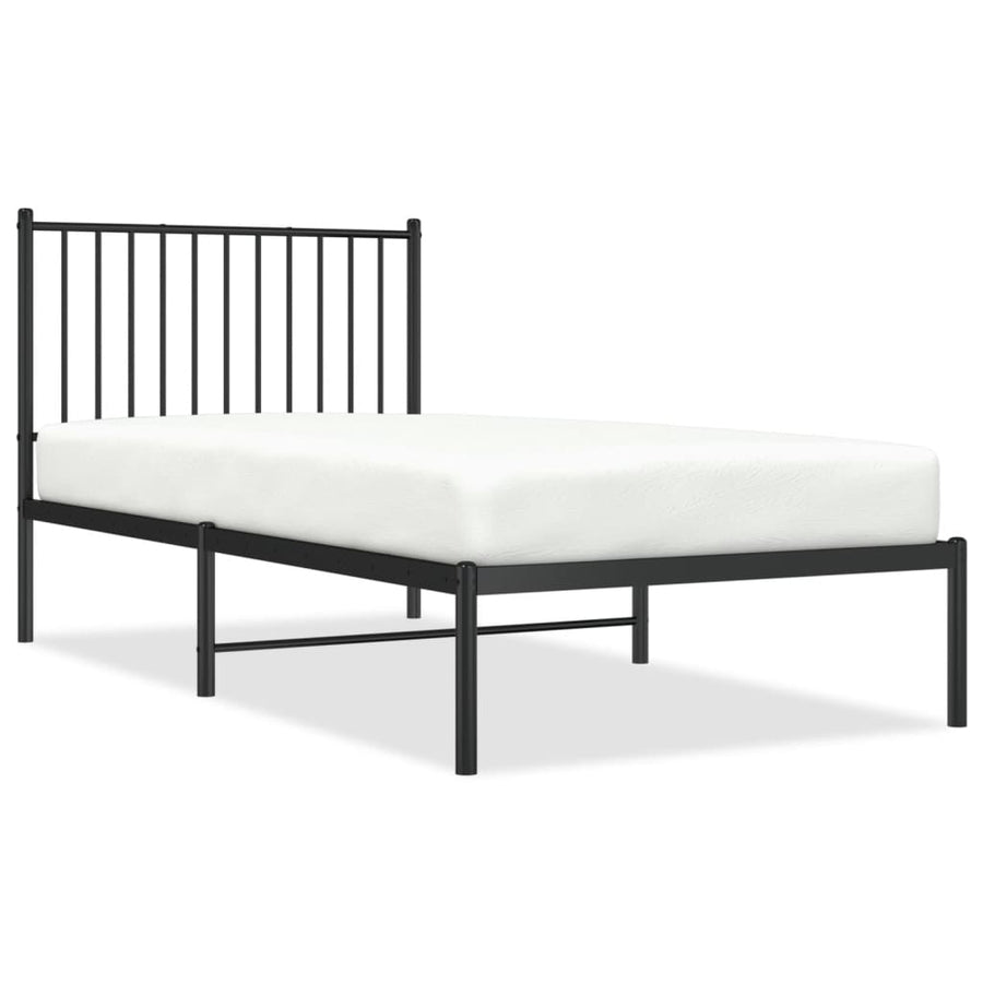 Bedframe met hoofdbord metaal zwart 90x190 cm 90 x 190 cm met hoofdbord