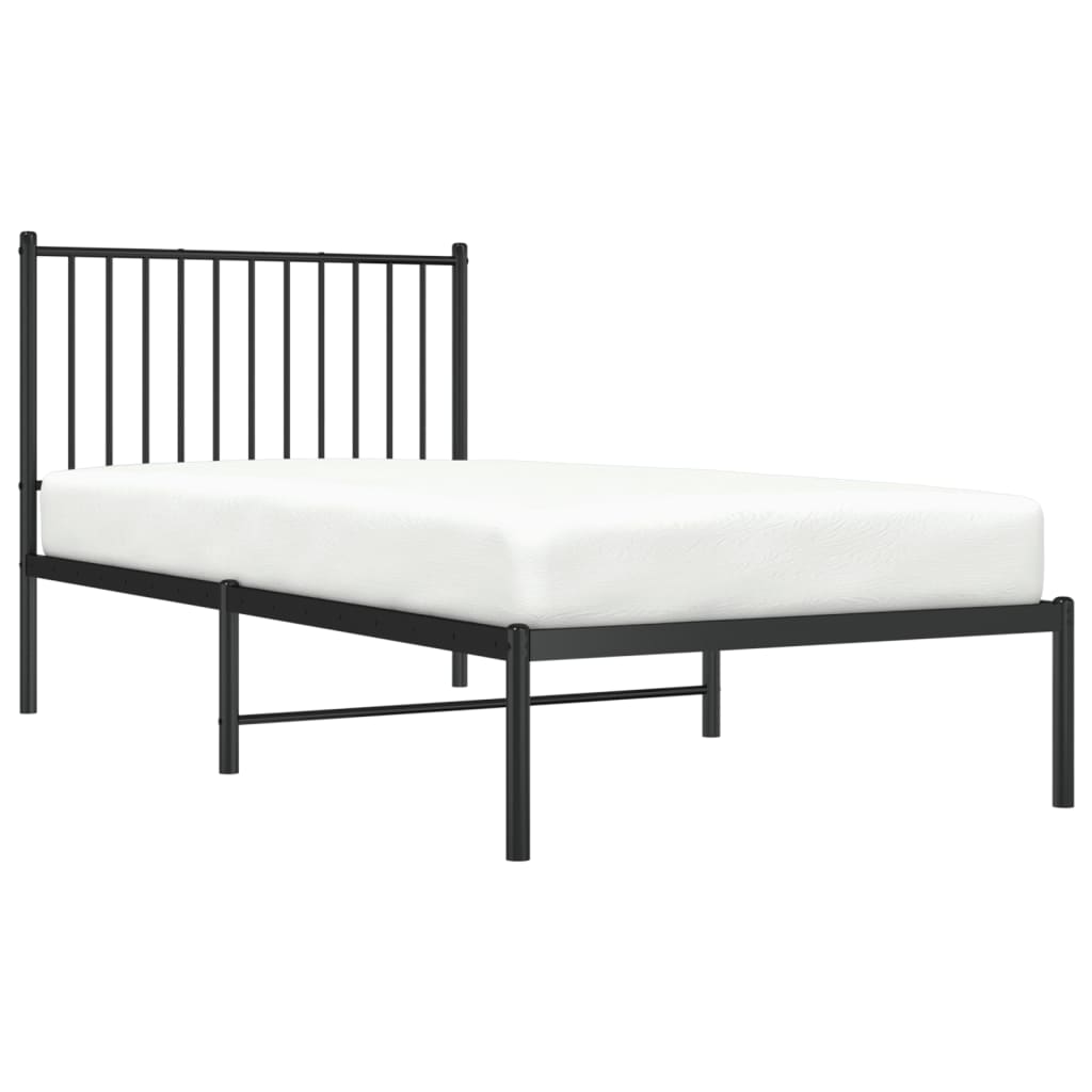 Bedframe met hoofdbord metaal zwart 90x190 cm 90 x 190 cm met hoofdbord