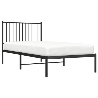 Bedframe met hoofdbord metaal zwart 90x190 cm 90 x 190 cm met hoofdbord