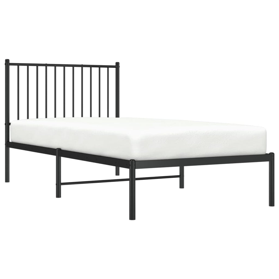 Bedframe met hoofdbord metaal zwart 90x190 cm 90 x 190 cm met hoofdbord