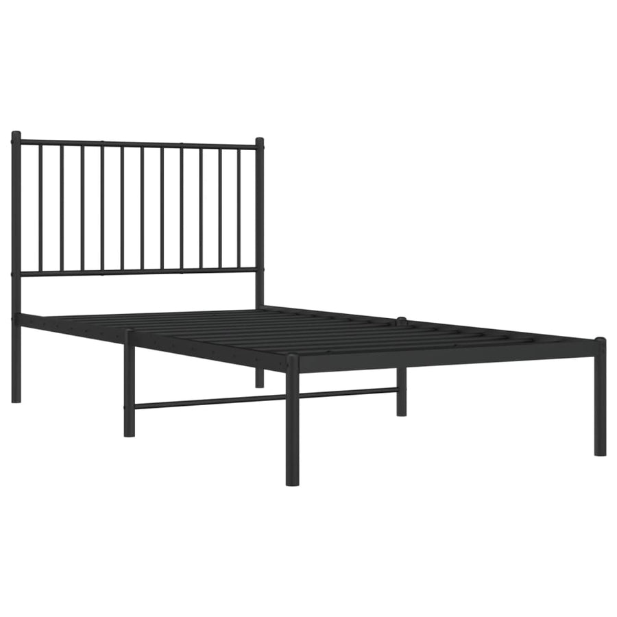 Bedframe met hoofdbord metaal zwart 90x190 cm 90 x 190 cm met hoofdbord