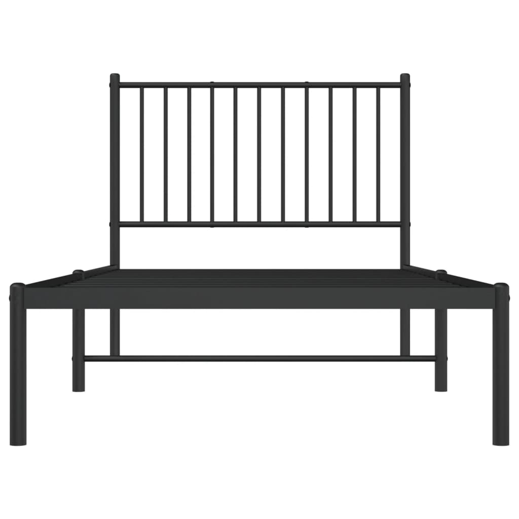 Bedframe met hoofdbord metaal zwart 90x190 cm 90 x 190 cm met hoofdbord