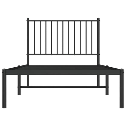 Bedframe met hoofdbord metaal zwart 90x190 cm 90 x 190 cm met hoofdbord