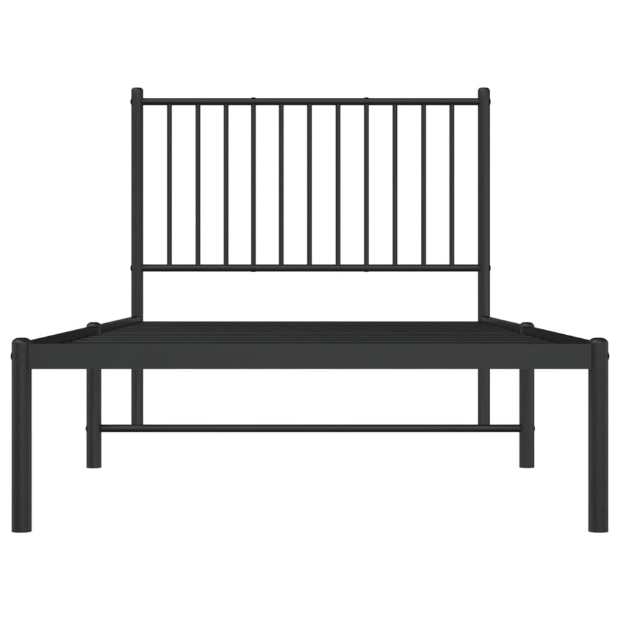 Bedframe met hoofdbord metaal zwart 90x190 cm 90 x 190 cm met hoofdbord