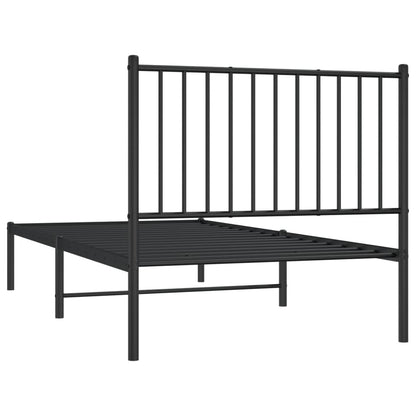 Bedframe met hoofdbord metaal zwart 90x190 cm 90 x 190 cm met hoofdbord