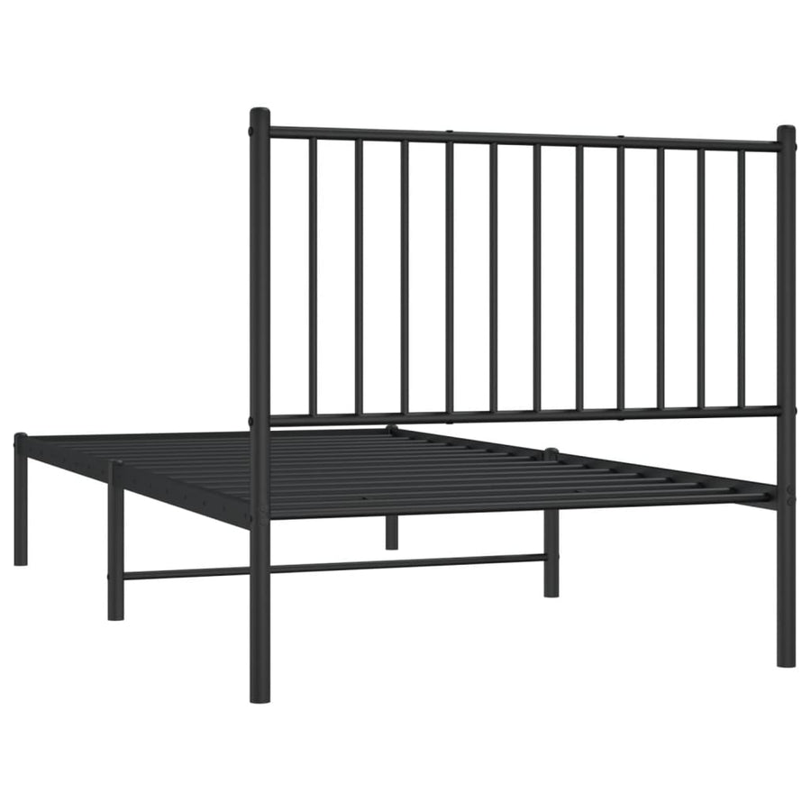 Bedframe met hoofdbord metaal zwart 90x190 cm 90 x 190 cm met hoofdbord
