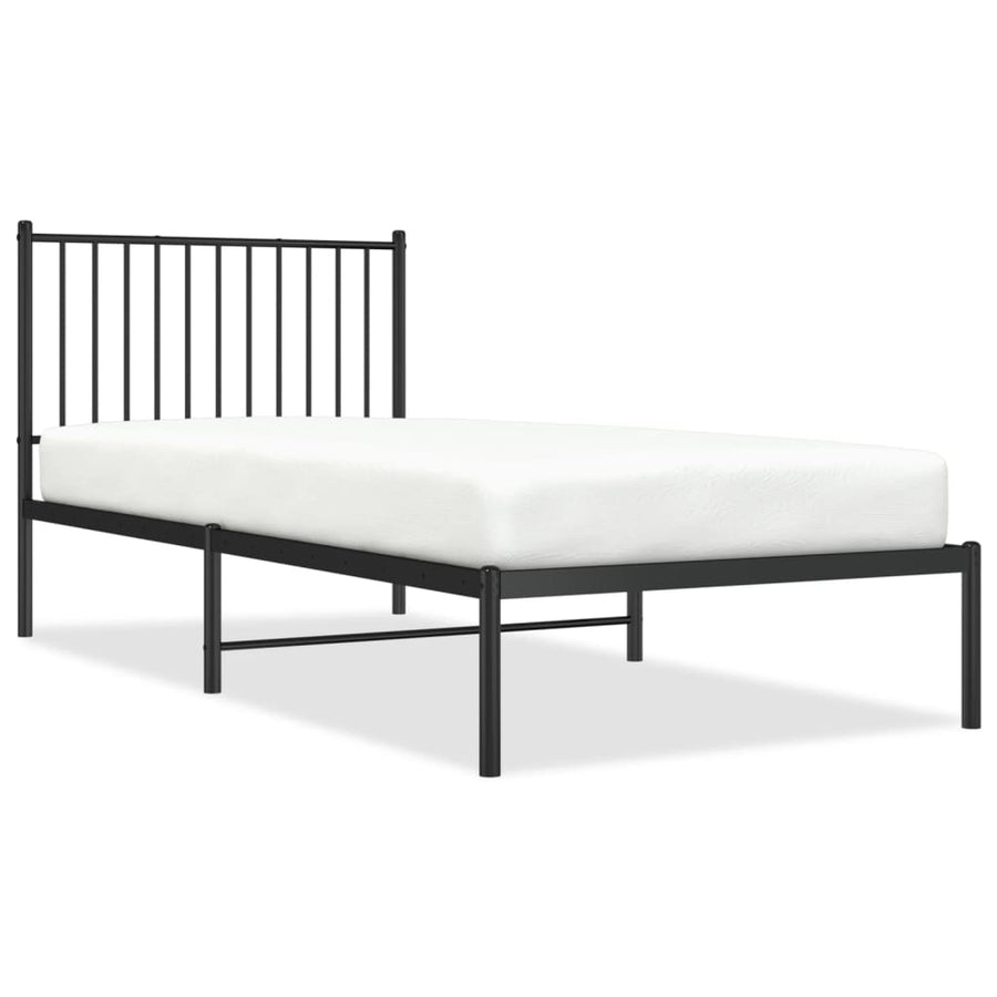 Bedframe met hoofdbord metaal zwart 90x200 cm
