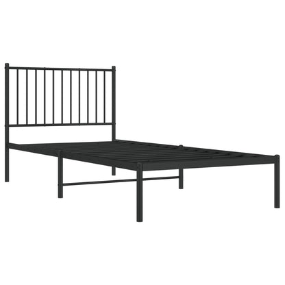 Bedframe met hoofdbord metaal zwart 90x200 cm