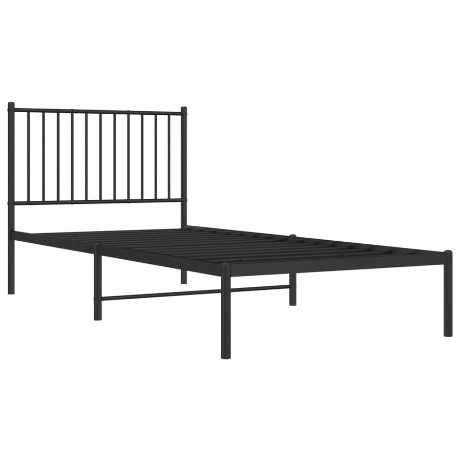 Bedframe met hoofdbord metaal zwart 90x200 cm