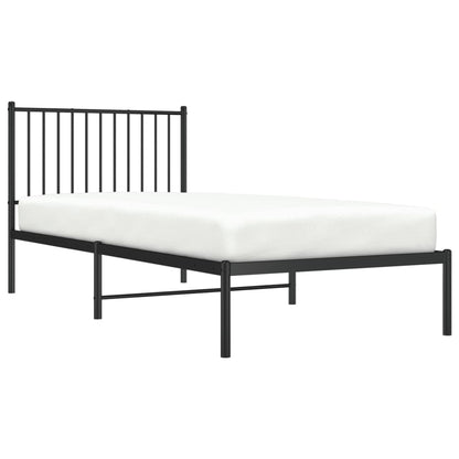 Bedframe met hoofdbord metaal zwart 90x200 cm
