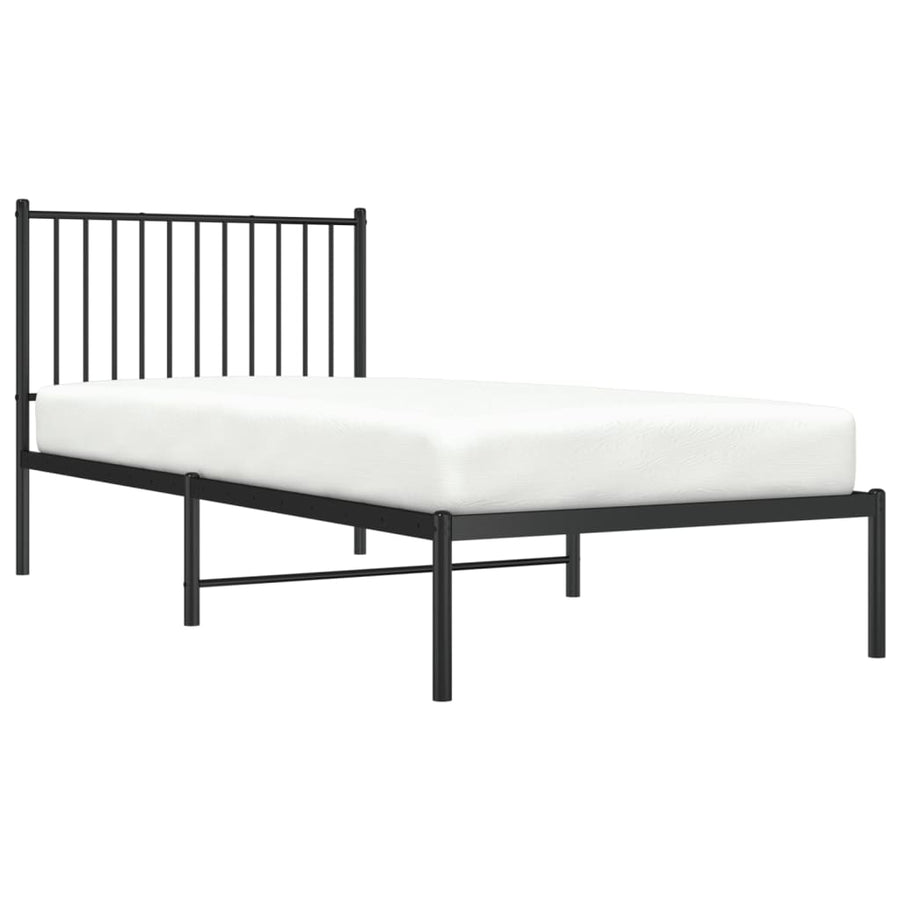 Bedframe met hoofdbord metaal zwart 90x200 cm