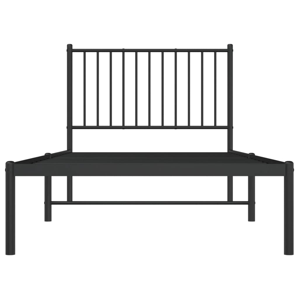 Bedframe met hoofdbord metaal zwart 90x200 cm
