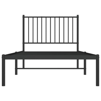 Bedframe met hoofdbord metaal zwart 90x200 cm