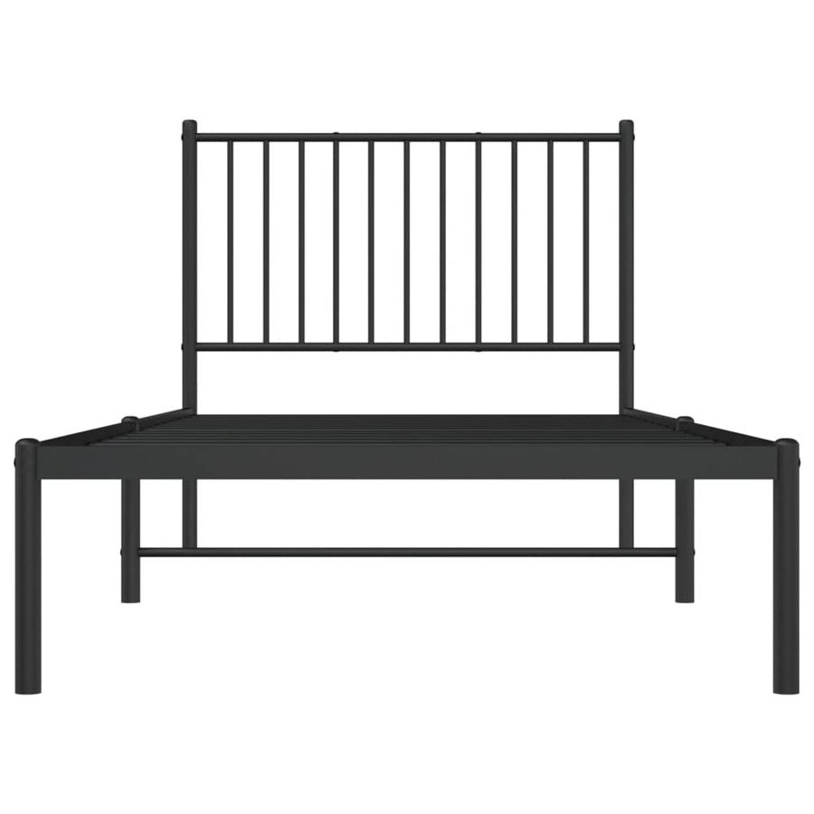 Bedframe met hoofdbord metaal zwart 90x200 cm