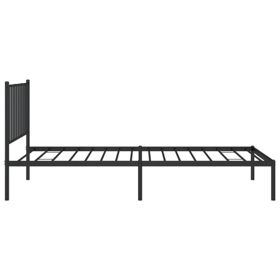Bedframe met hoofdbord metaal zwart 90x200 cm