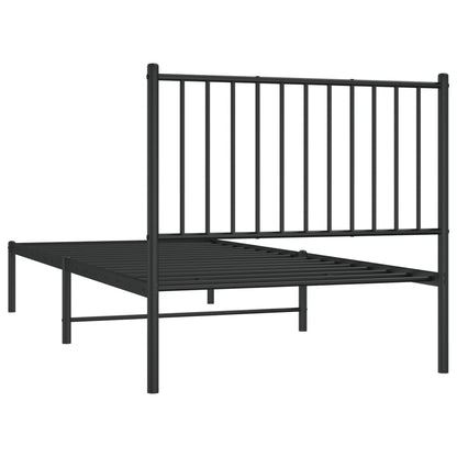 Bedframe met hoofdbord metaal zwart 90x200 cm