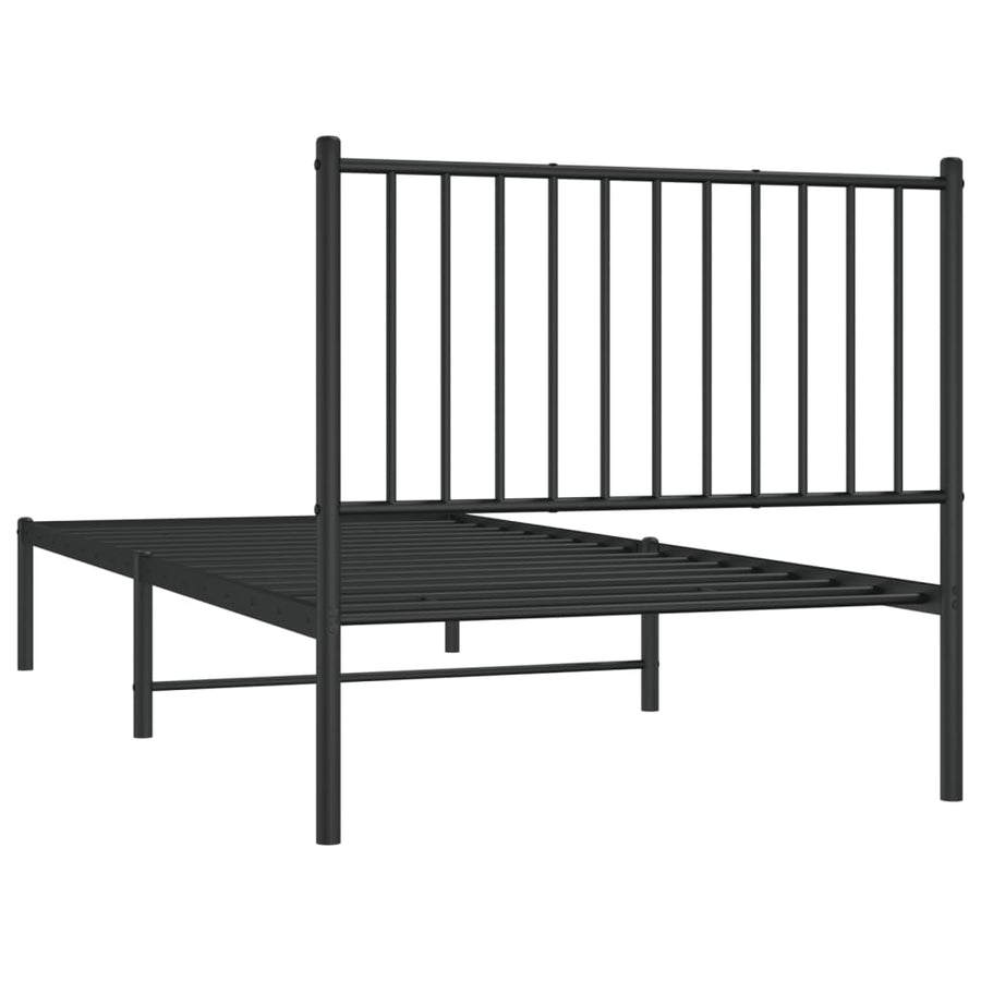 Bedframe met hoofdbord metaal zwart 90x200 cm