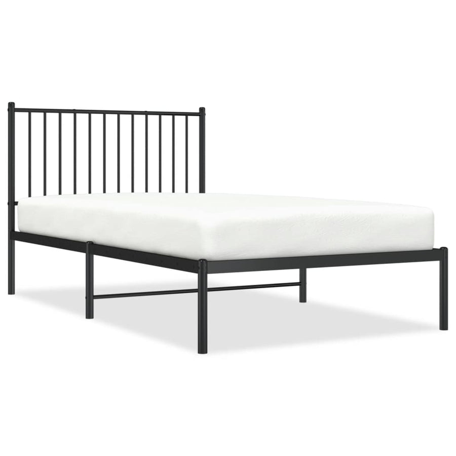 Bedframe met hoofdbord metaal zwart 100x190 cm 100 x 190 cm met hoofdbord