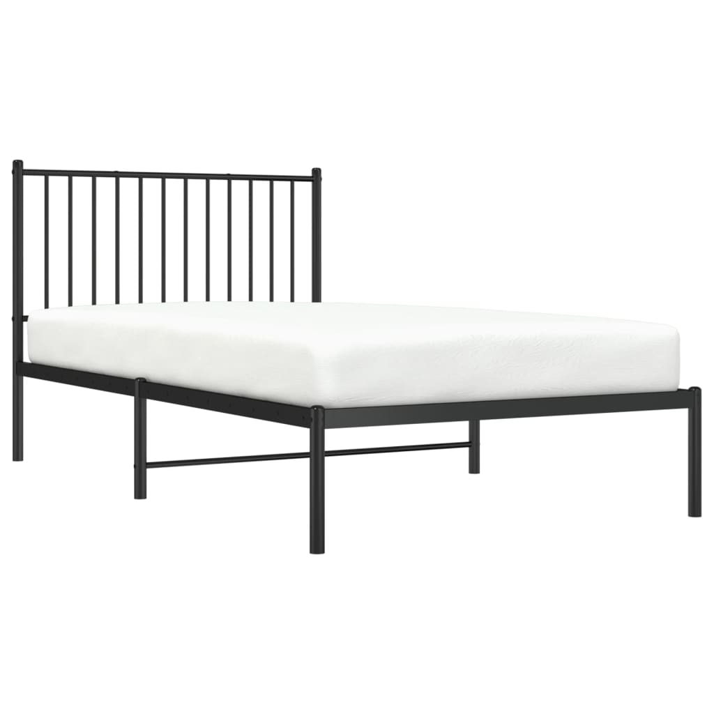 Bedframe met hoofdbord metaal zwart 100x190 cm 100 x 190 cm met hoofdbord