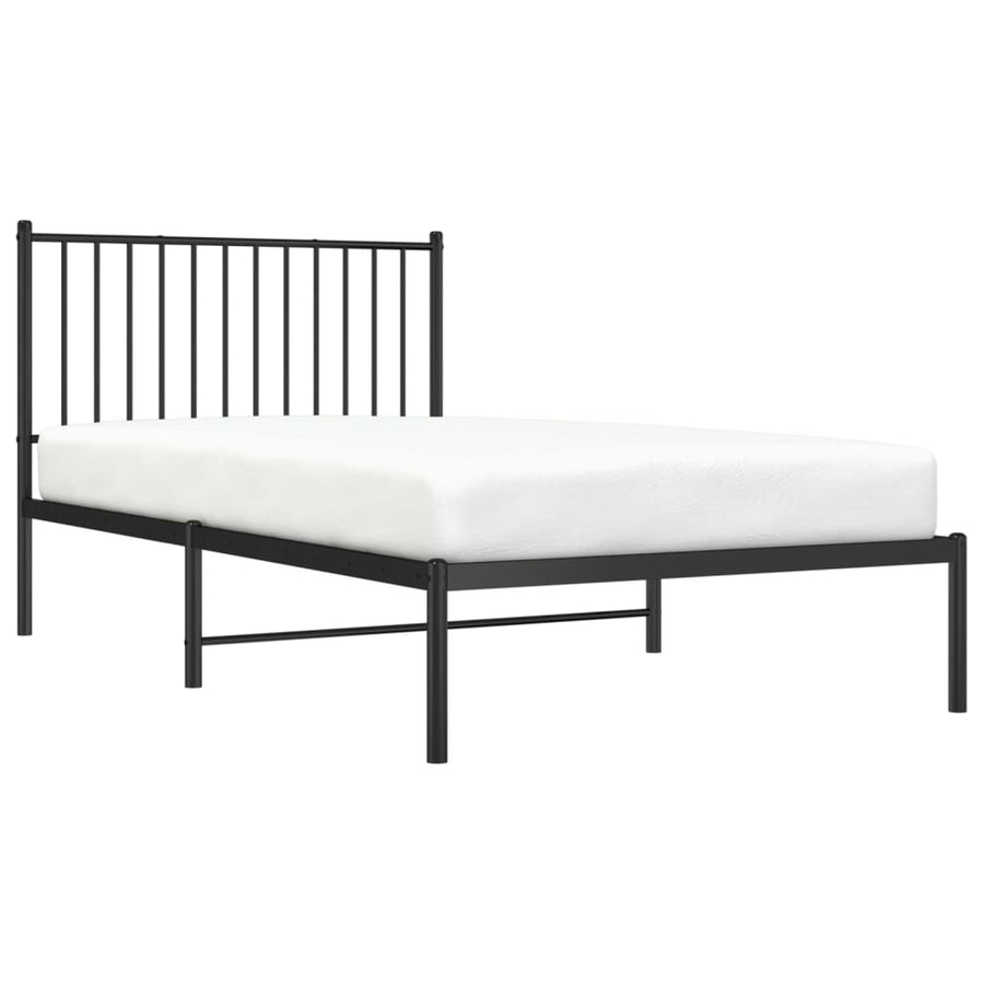 Bedframe met hoofdbord metaal zwart 100x190 cm 100 x 190 cm met hoofdbord