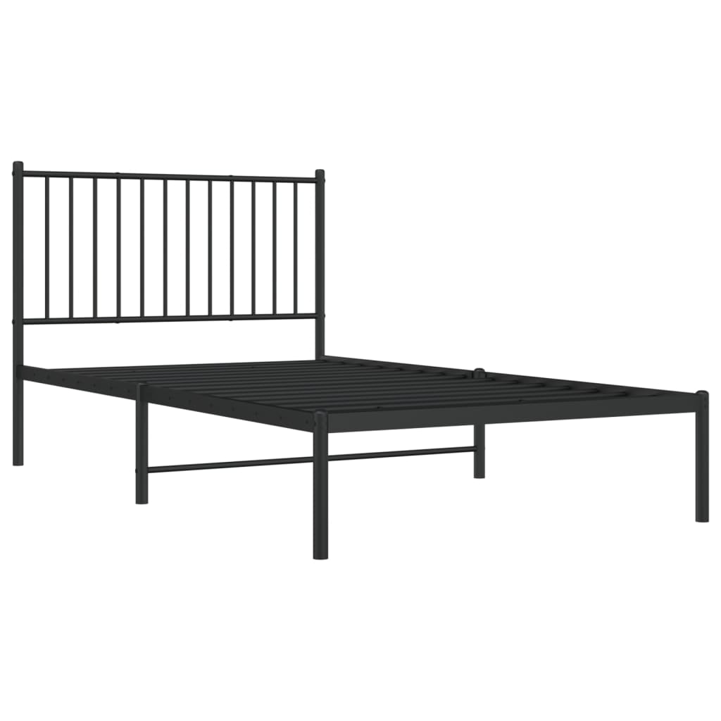 Bedframe met hoofdbord metaal zwart 100x190 cm 100 x 190 cm met hoofdbord