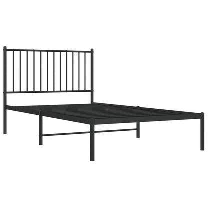 Bedframe met hoofdbord metaal zwart 100x190 cm 100 x 190 cm met hoofdbord
