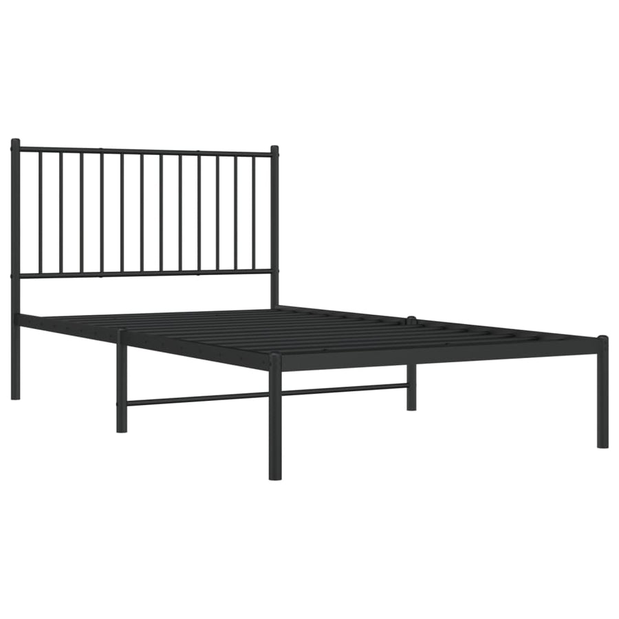 Bedframe met hoofdbord metaal zwart 100x190 cm 100 x 190 cm met hoofdbord