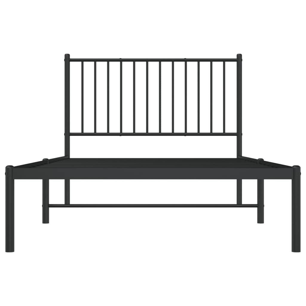 Bedframe met hoofdbord metaal zwart 100x190 cm 100 x 190 cm met hoofdbord
