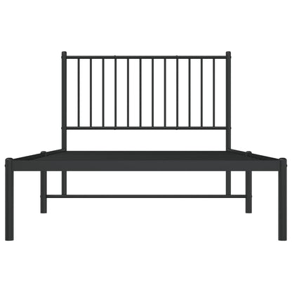 Bedframe met hoofdbord metaal zwart 100x190 cm 100 x 190 cm met hoofdbord