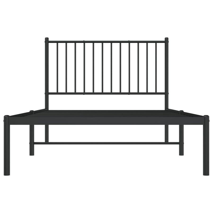 Bedframe met hoofdbord metaal zwart 100x190 cm 100 x 190 cm met hoofdbord