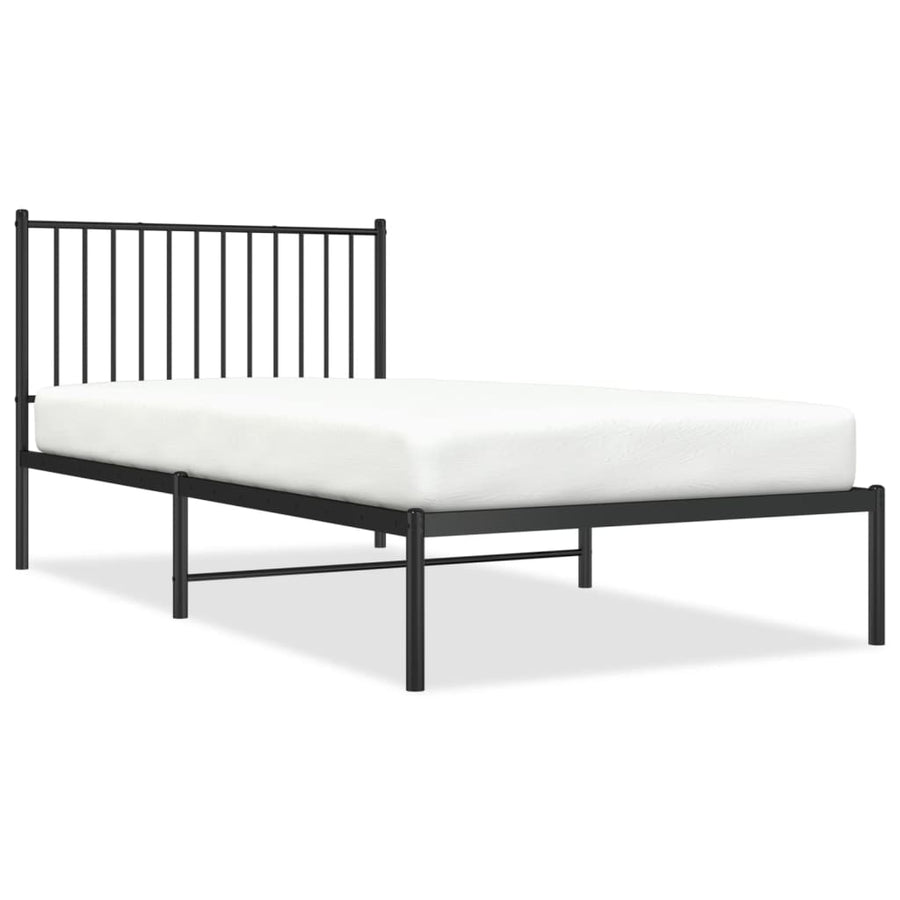 Bedframe met hoofdbord metaal zwart 100x200 cm 100 x 200 cm met hoofdbord