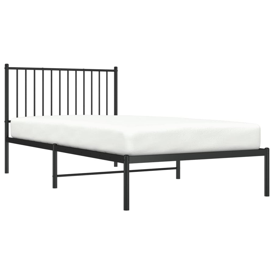 Bedframe met hoofdbord metaal zwart 100x200 cm 100 x 200 cm met hoofdbord