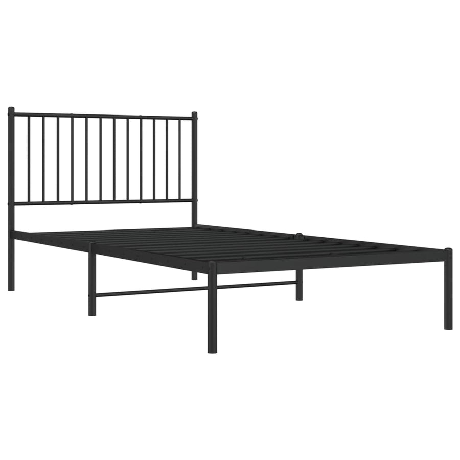 Bedframe met hoofdbord metaal zwart 100x200 cm 100 x 200 cm met hoofdbord