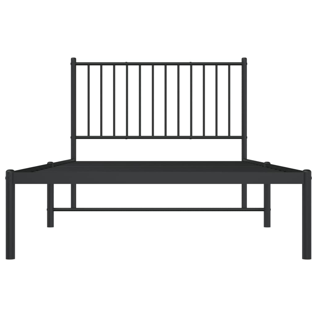 Bedframe met hoofdbord metaal zwart 100x200 cm 100 x 200 cm met hoofdbord