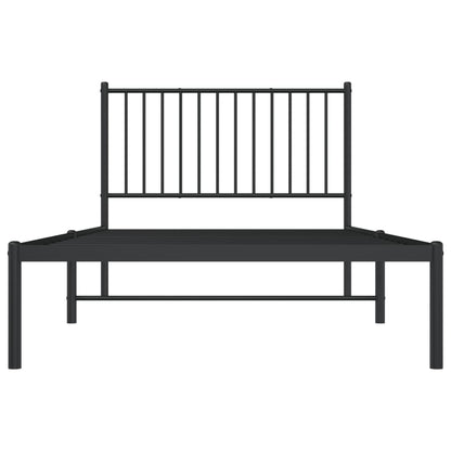 Bedframe met hoofdbord metaal zwart 100x200 cm 100 x 200 cm met hoofdbord