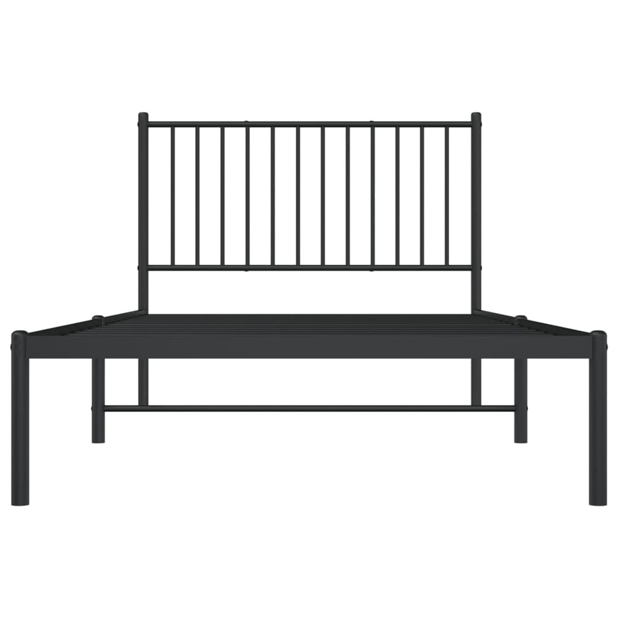 Bedframe met hoofdbord metaal zwart 100x200 cm 100 x 200 cm met hoofdbord