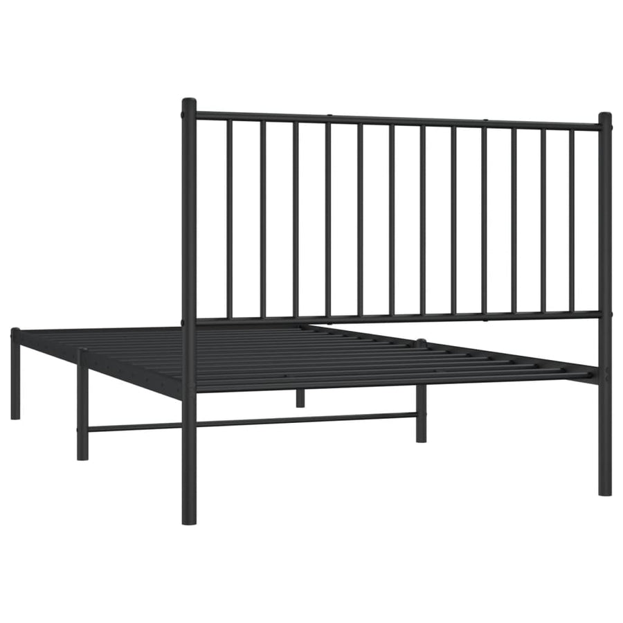 Bedframe met hoofdbord metaal zwart 100x200 cm 100 x 200 cm met hoofdbord