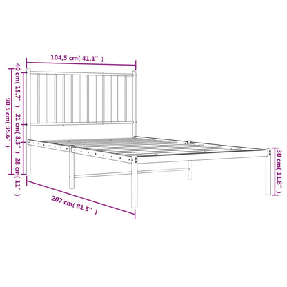 Bedframe met hoofdbord metaal zwart 100x200 cm 100 x 200 cm met hoofdbord