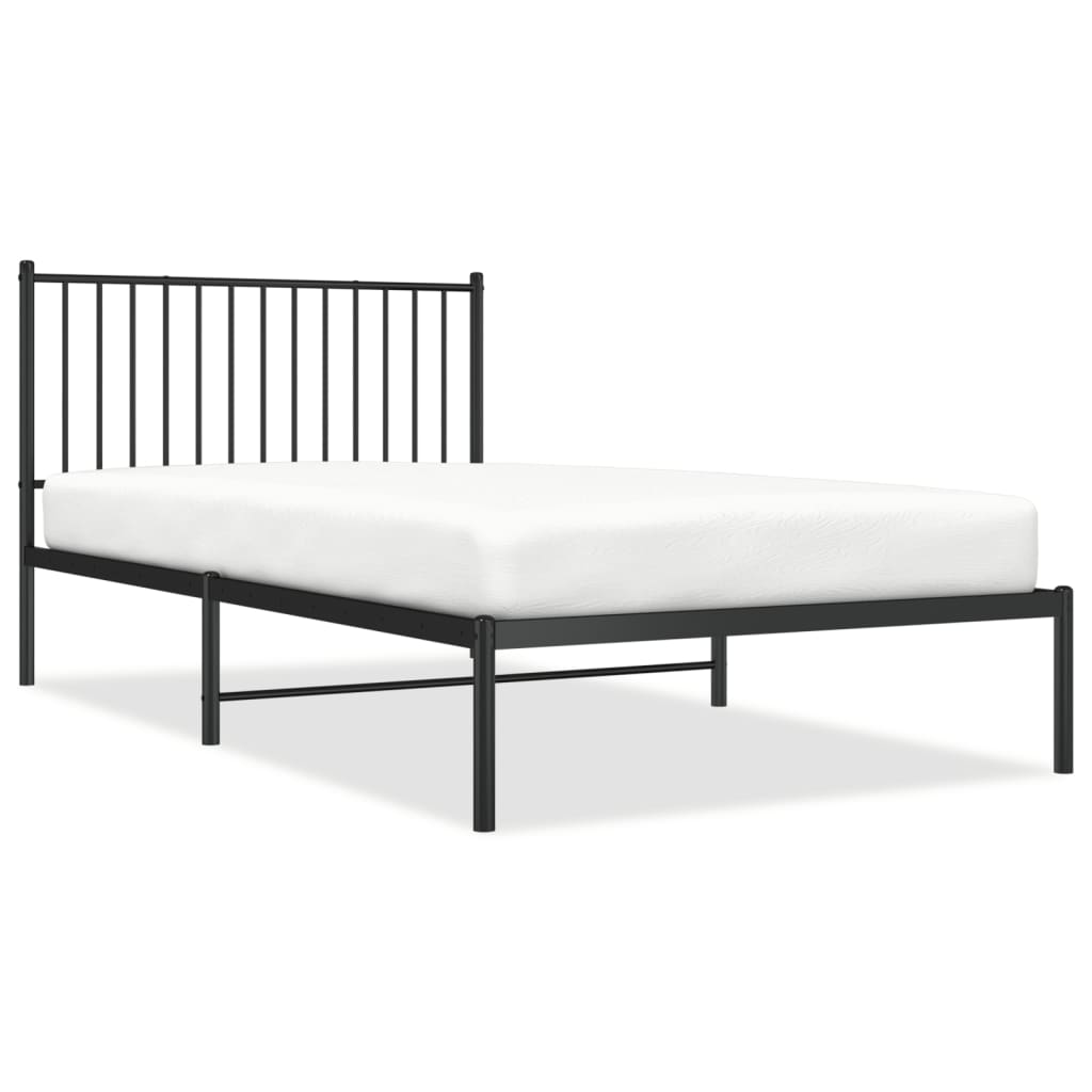 Bedframe met hoofdbord metaal zwart 107x203 cm 107 x 203 cm met hoofdbord