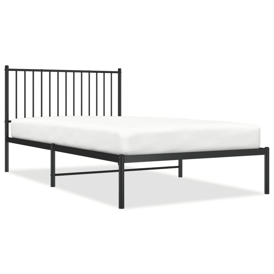 Bedframe met hoofdbord metaal zwart 107x203 cm 107 x 203 cm met hoofdbord