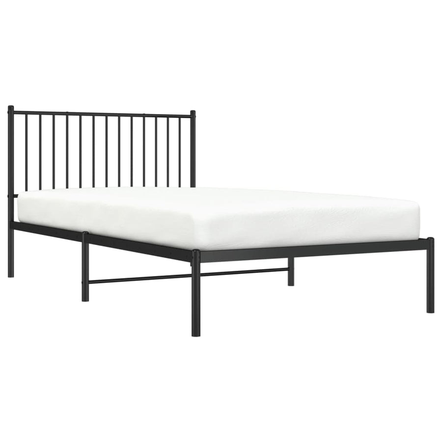 Bedframe met hoofdbord metaal zwart 107x203 cm 107 x 203 cm met hoofdbord