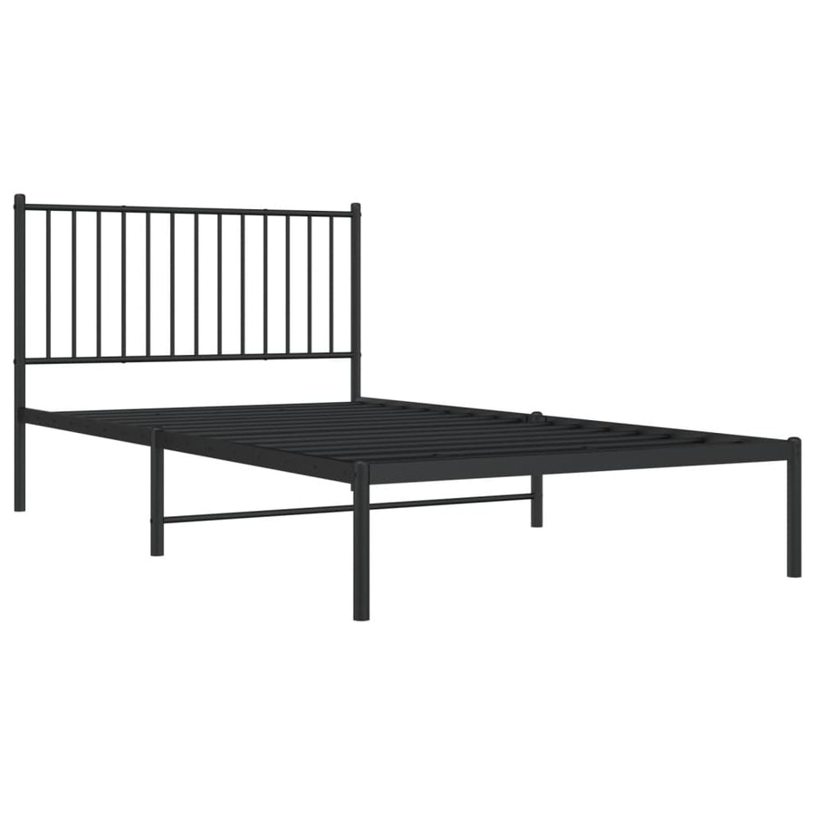 Bedframe met hoofdbord metaal zwart 107x203 cm 107 x 203 cm met hoofdbord