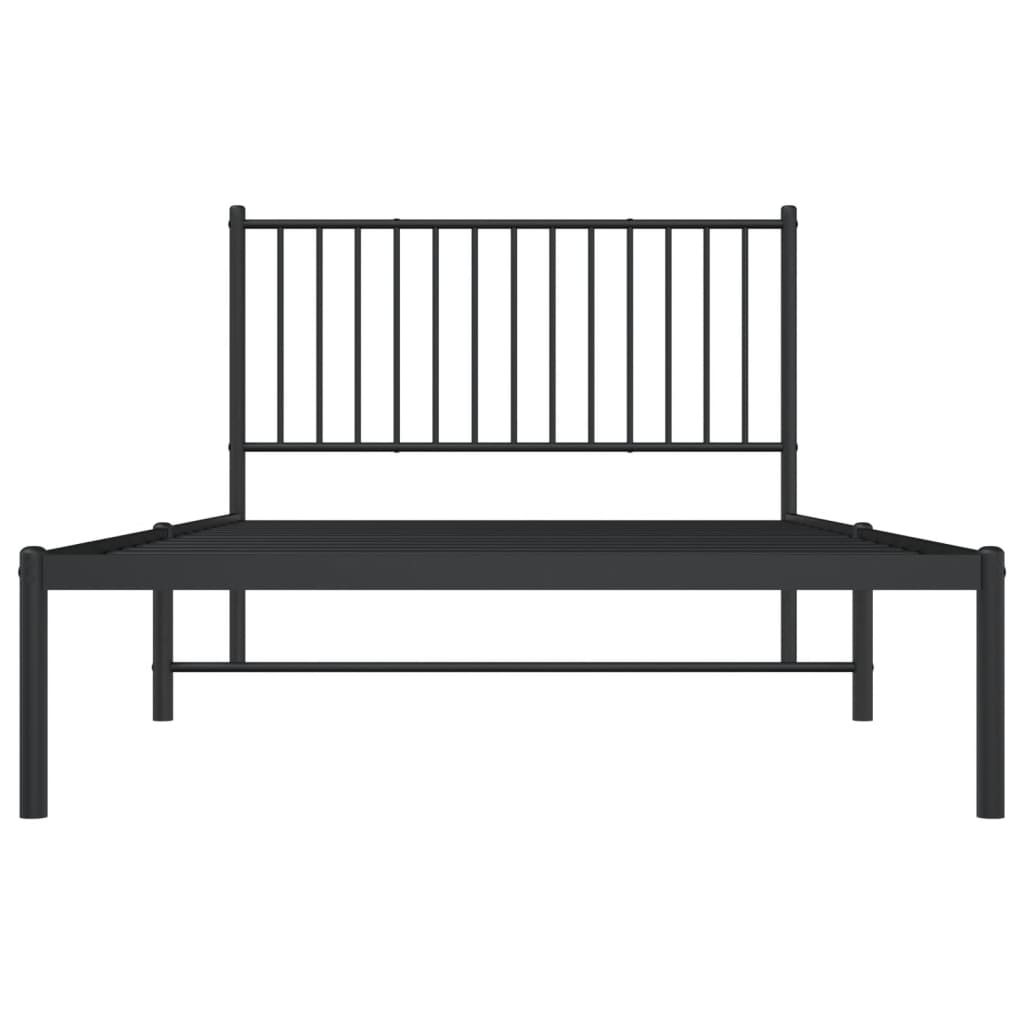 Bedframe met hoofdbord metaal zwart 107x203 cm 107 x 203 cm met hoofdbord