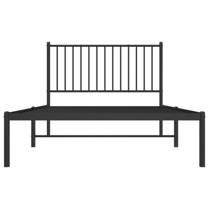 Bedframe met hoofdbord metaal zwart 107x203 cm 107 x 203 cm met hoofdbord