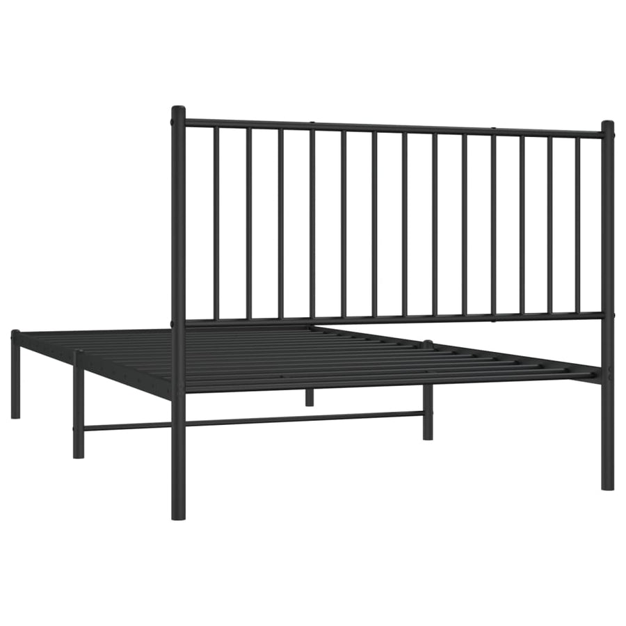 Bedframe met hoofdbord metaal zwart 107x203 cm 107 x 203 cm met hoofdbord