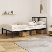 Bedframe metaal 120x190 cm zwart met hoofdbord